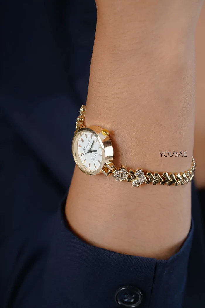 Studded Heart Wrist Watch