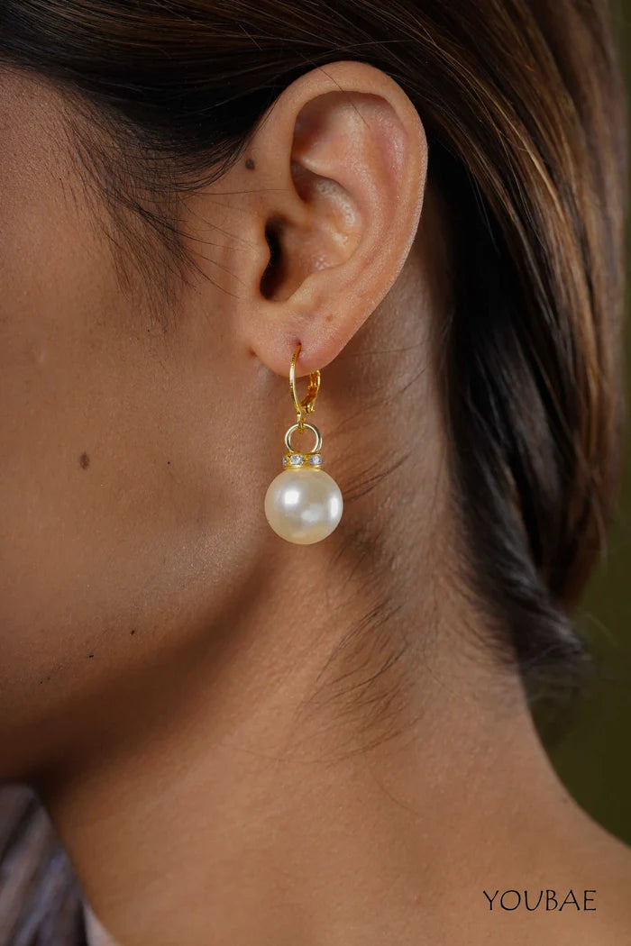 Studded Pearl Drop Earrings