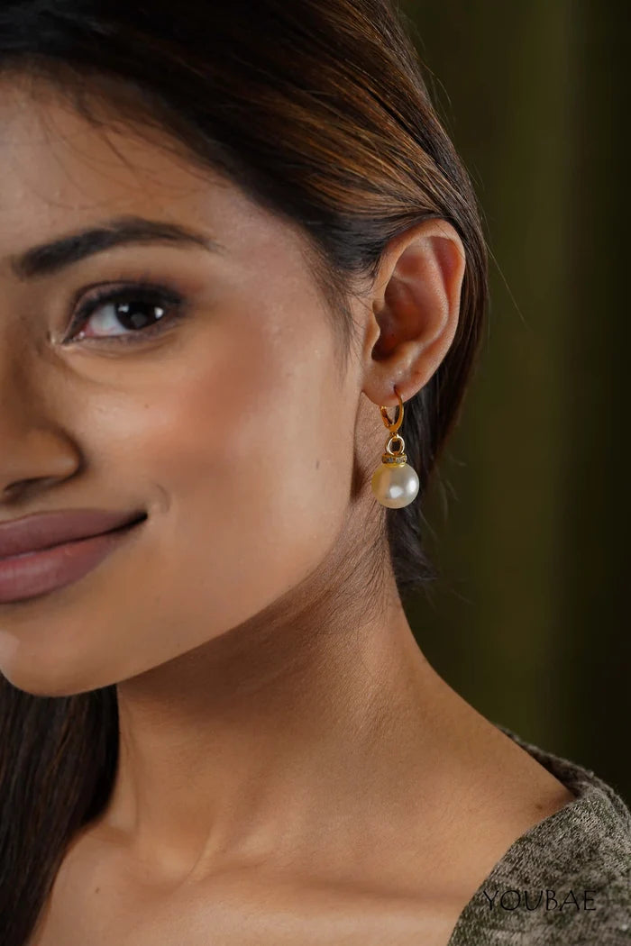 Studded Pearl Drop Earrings