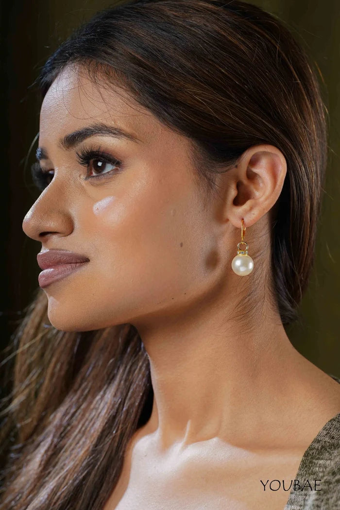Studded Pearl Drop Earrings