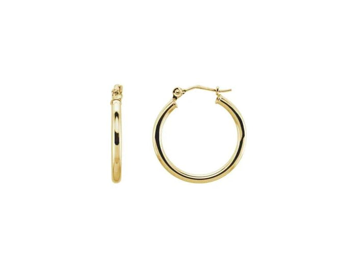 Stuller 20270:163842:P Hoop Earrings – 14K Yellow Gold, 20 mm Polished Tube Design