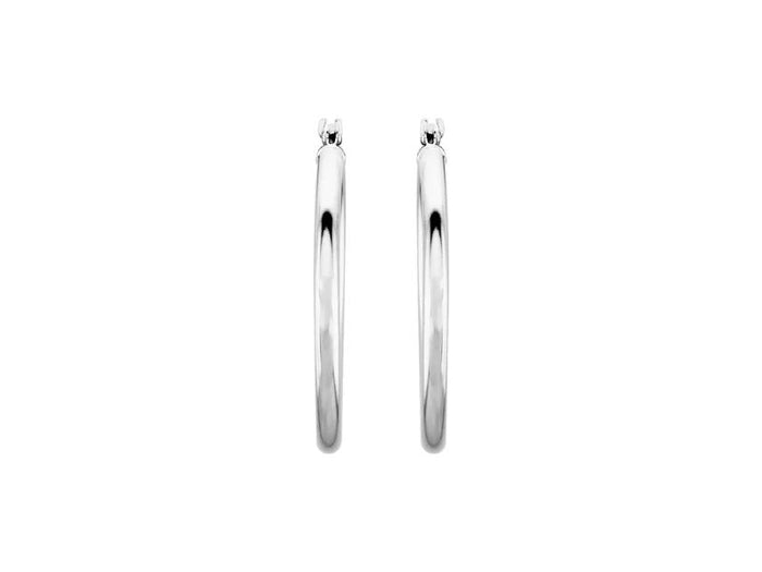 Stuller 20270:6000:P 14K White Gold 25mm Hoop Earrings – Polished Tube Design