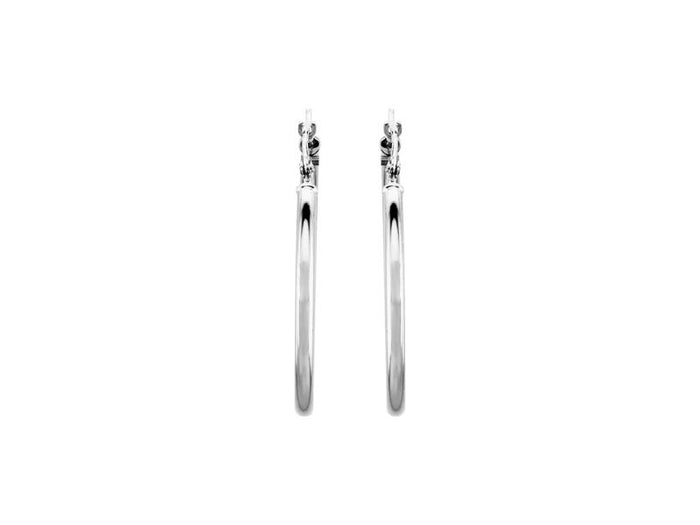 Stuller 20270:6001:P Hoop Earrings – 14K White Gold, 30 mm Polished Tube Design