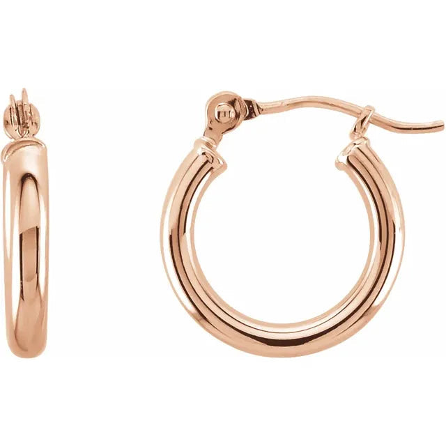 Stuller 20270:6020:P 14K Rose Gold 13mm Huggie Hoop Earrings – Polished Finish