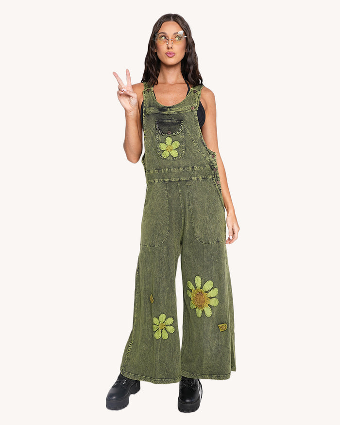 Sunflower State of Mind Overalls - Green