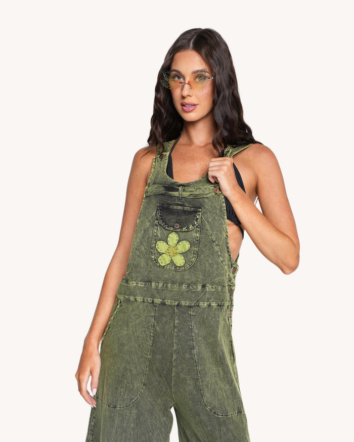 Sunflower State of Mind Overalls - Green