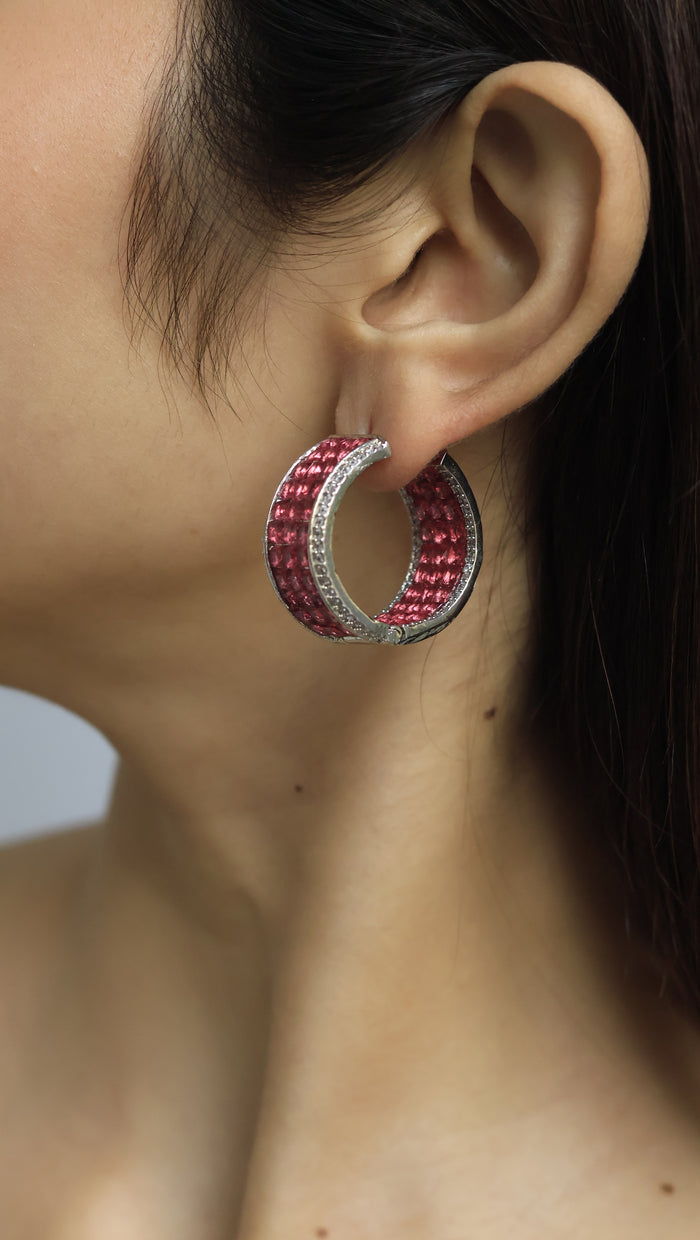 Svetla Invisible Stone Setting AD Hoops