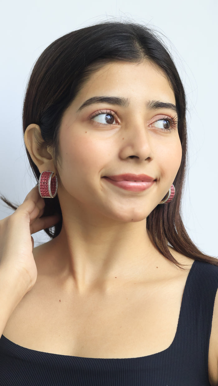 Svetla Invisible Stone Setting AD Hoops