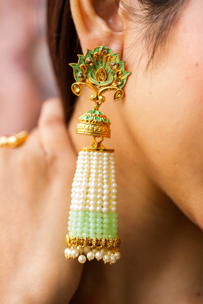 Tajdari Kundan Gold Plated Fusion Earrings
