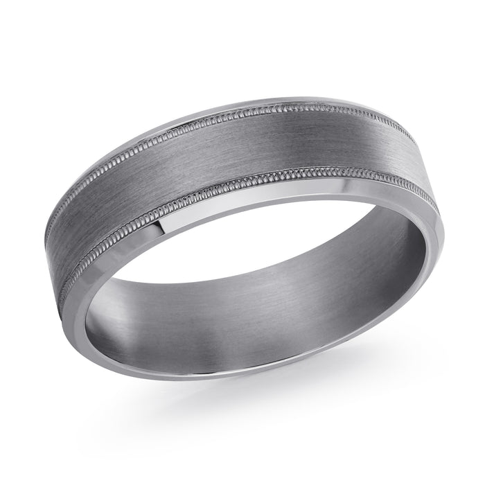 Tantalum Band Satin FInish Milgrain And Beveled Edges