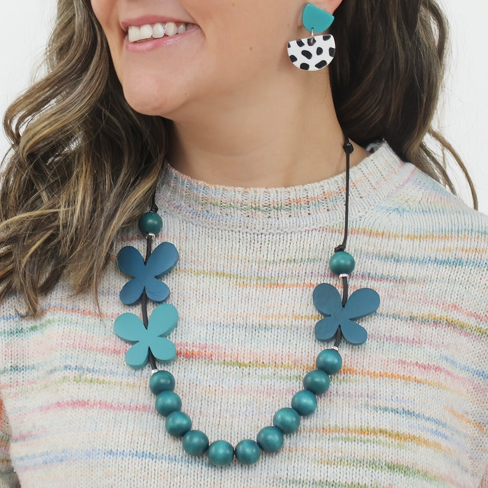 Teal Woodland Wings Necklace