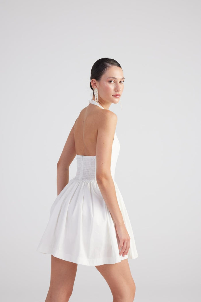 Teresa White Pleated Skirt Mini Dress