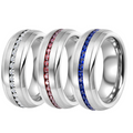 The Aristocratic 8mm Choose a Color CZ Eternity Domed Tungsten Mens Wedding Ring