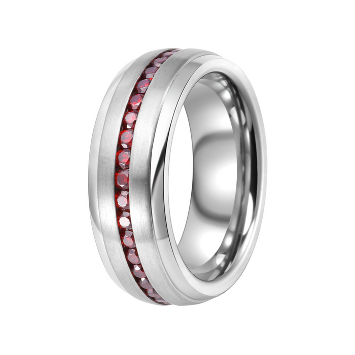 The Aristocratic 8mm Choose a Color CZ Eternity Domed Tungsten Mens Wedding Ring