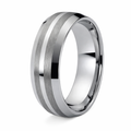 The Axis Brushed Men's Tungsten Ring with Polished Shiny Center - 8mm