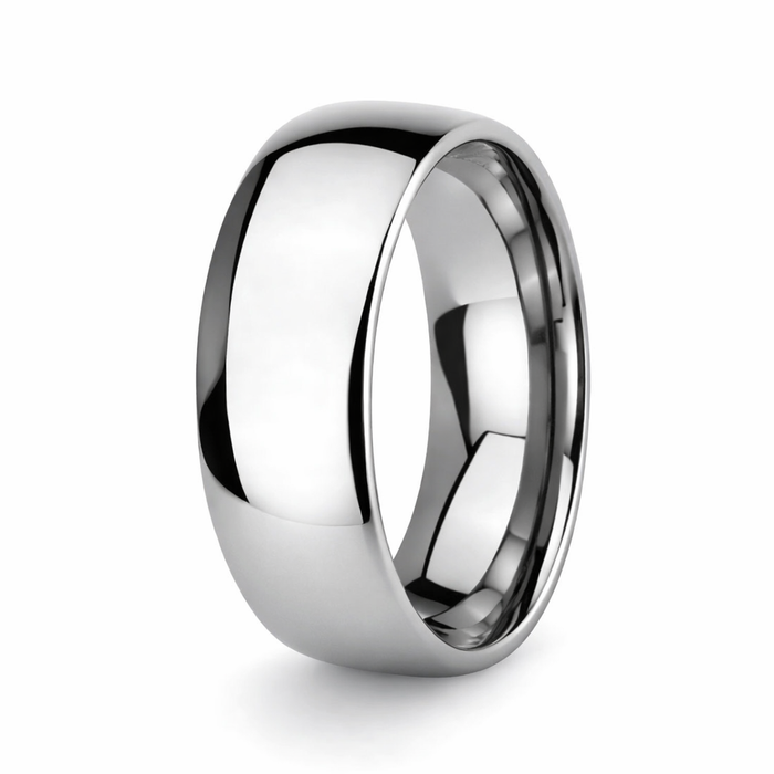 The Captivator Men's Polished Domed Cobalt Chrome Wedding Band | 8mm