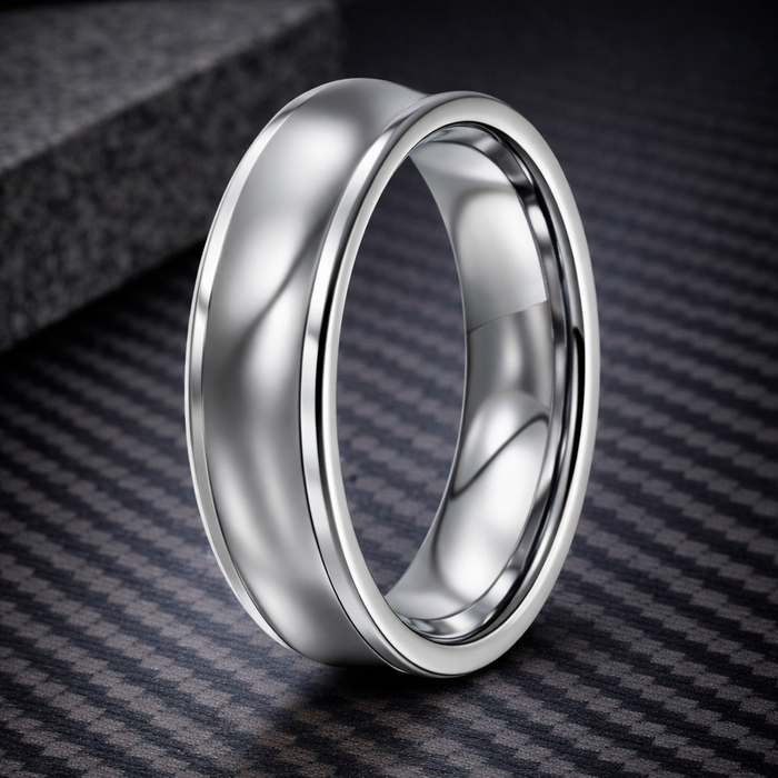 The Concave Tungsten Carbide Center Caved Wedding Band -8mm