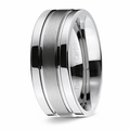 The Crestline Men's Tungsten Carbide Band Satin Center Two Polished Outer Bands | 8mm