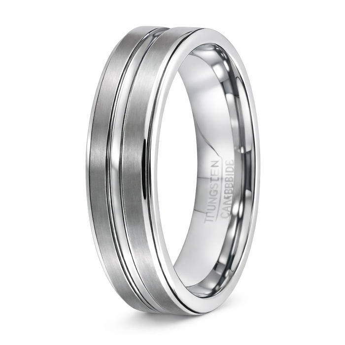 The Edgefield Men’s Tungsten Wedding Ring Brushed and Polished Textured Finish | 7mm