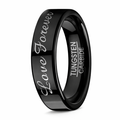 The Endless Love Black Tungsten Men's Wedding Ring with Love Forever Script | 6mm