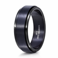 The Fidget Men's Black 316L Stainless Steel 8mm Spinner Ring with Polished Finish 8mm
