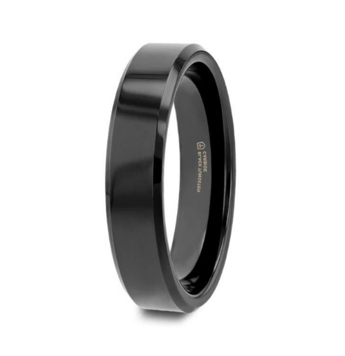 The Infinity Black Tungsten Ring with Beveled Edges 4mm or 7mm