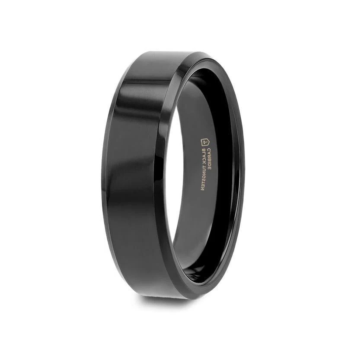 The Infinity Black Tungsten Ring with Beveled Edges 4mm or 7mm