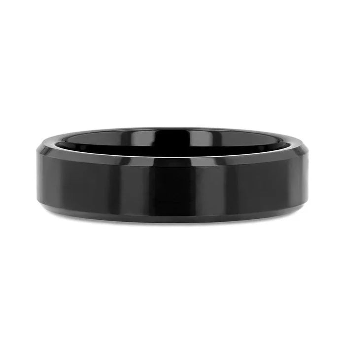 The Infinity Black Tungsten Ring with Beveled Edges 4mm or 7mm