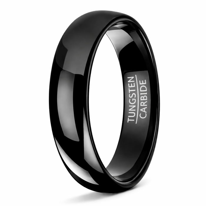 Black Tungsten Men's Ring with Domed Profile