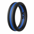 The Leo Silicone Men's Ring in Black and Blue Tone with Rounded Edges
