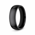 The Midnight Black Domed Polished Finish Mens Titanium Ring 6mm