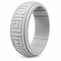 The Modus Gray Silicone Men's Greek Key Pattern Carved Geometric Design 8mm