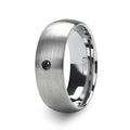 PERSEID Tungsten Carbide Brushed Finish Domed Ring with Black Diamond - 8mm