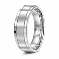 The Polar Men's White Tungsten Ring with Flat Satin Finish and Polished Edges-8mm