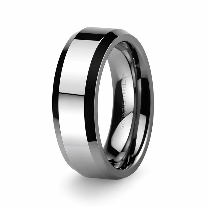 The Pomp Men's Cobalt Chrome Ring Flat Profile Beveled Edges and Polished Finish | 7mm