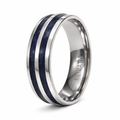The Racer Men's Titanium Ring Two Rows of Black Carbon Fiber Rounded Edges | 8mm