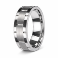 The Ridge Tungsten Vertical Groove Satin-Finish Band with Polished Edges | 8mm