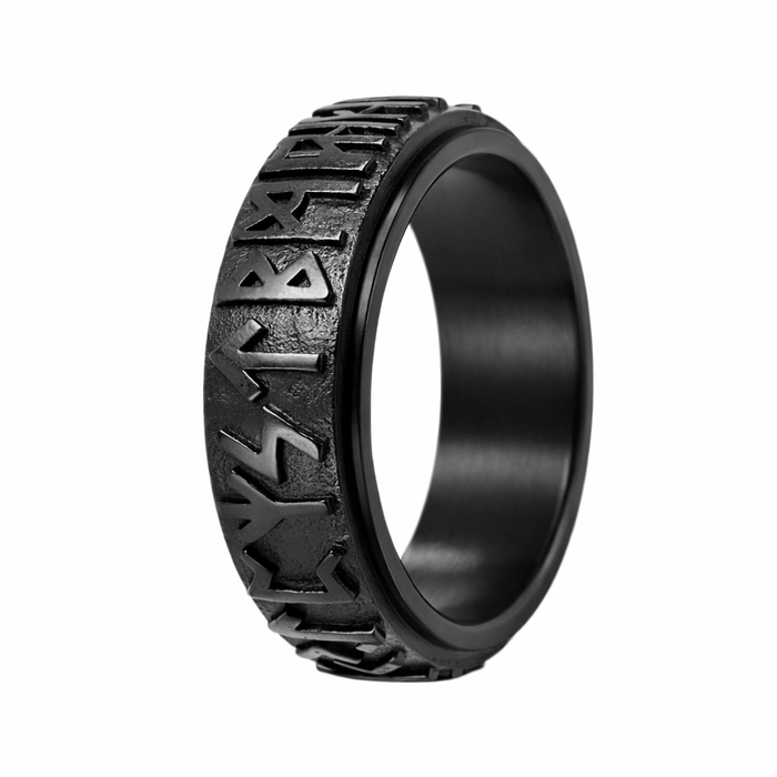 The Runic Alphabets Fidget Spinner Ring in Stainless Steel 8mm