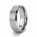 The Shire Titanium Brushed Center Men’s Flat Ring Polished Beveled Edges 6mm or 8mm