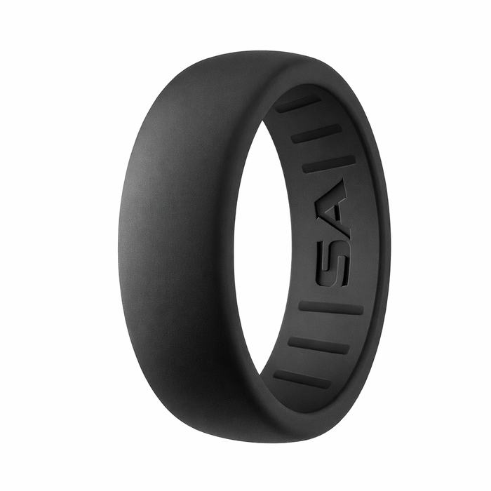 The Sophisticate Classic Domed Profile Silicone Men's Ring in Black 8mm