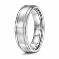 The Stratus Men's White Tungsten Band Satin Finish and Two Polished Grooves | 7mm