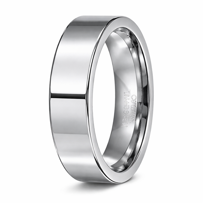 The Titan High Polished Tungsten Wedding Band With Flat Profile-8mm