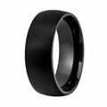 The Tuxedo Domed Black Men's Tungsten Ring with Brushed Finish - 8mm