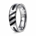 The Volt Tungsten Ring With Black Enamel Inlay Abstract Slashes-8mm