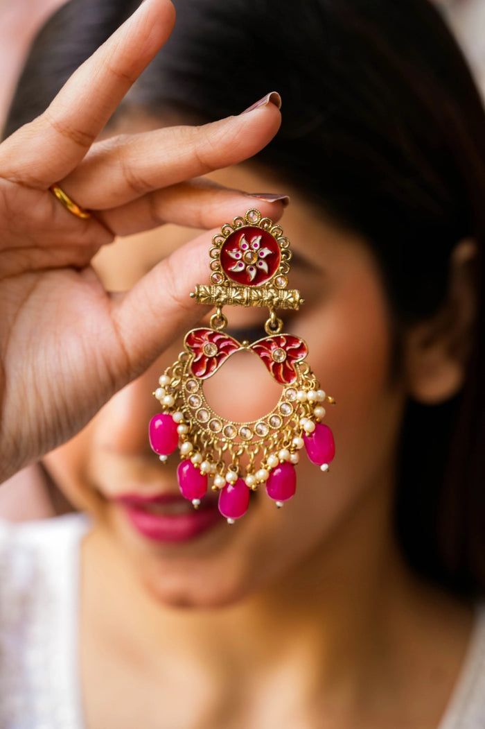 Thushani Kundan Gold Plated Fusion Earrings