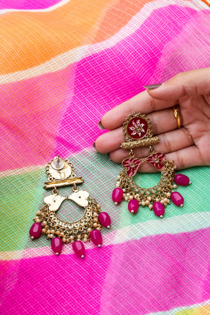 Thushani Kundan Gold Plated Fusion Earrings