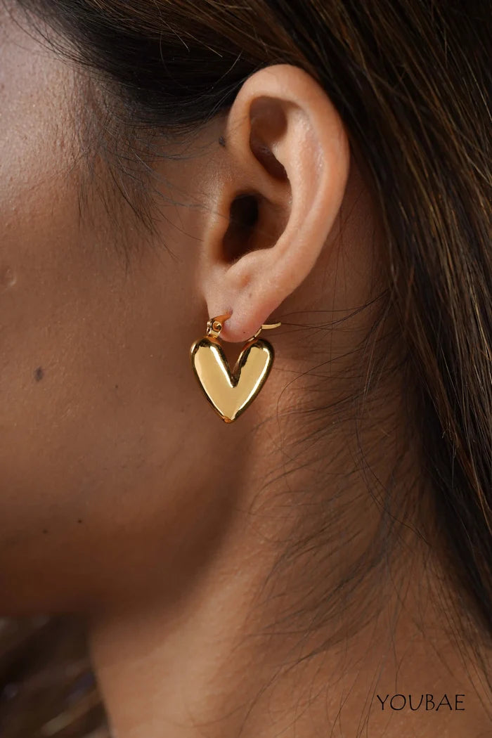 Timless Heart Hoops, Anti-Tarnish Steel Earrings