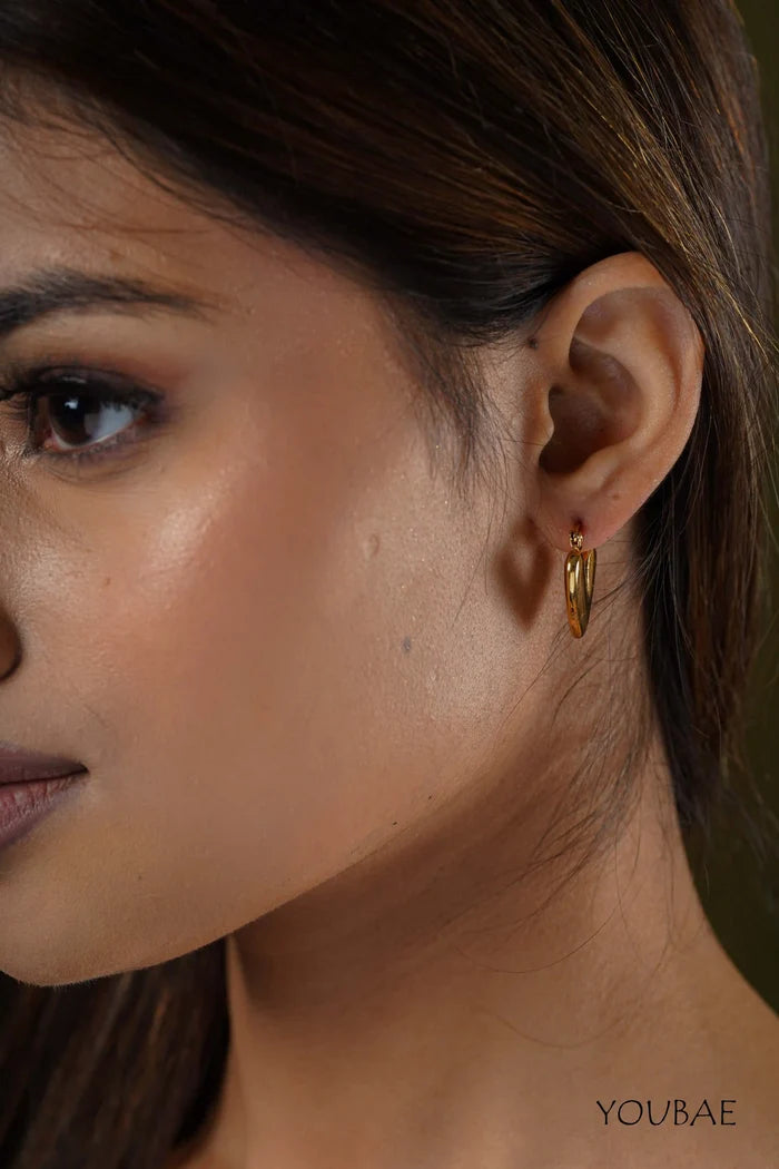 Timless Heart Hoops, Anti-Tarnish Steel Earrings