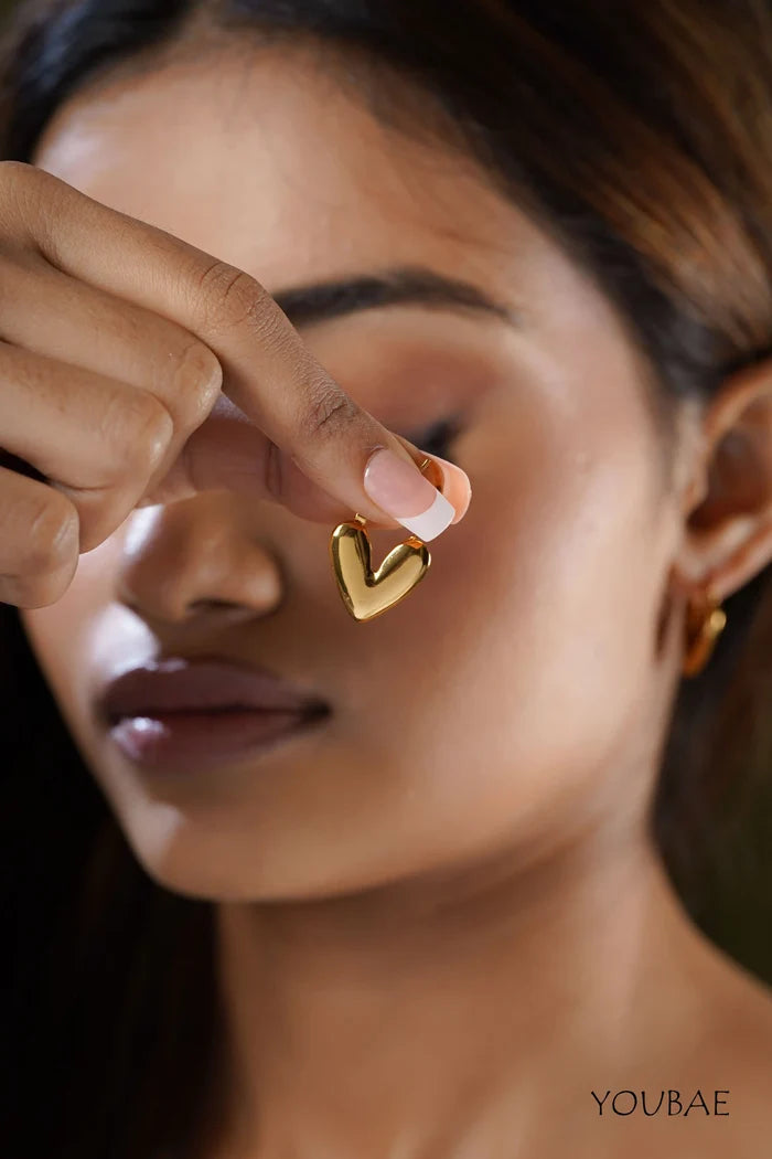 Timless Heart Hoops, Anti-Tarnish Steel Earrings