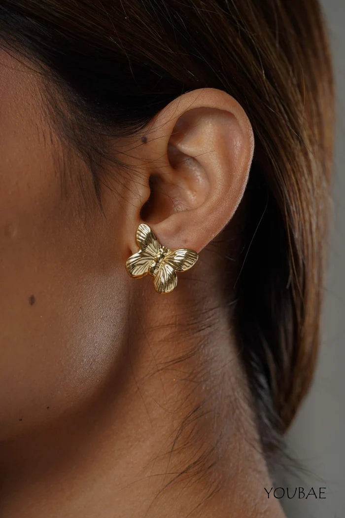Timless Statement Butterfly Studs, Anti-Tarnish Steel Earrings